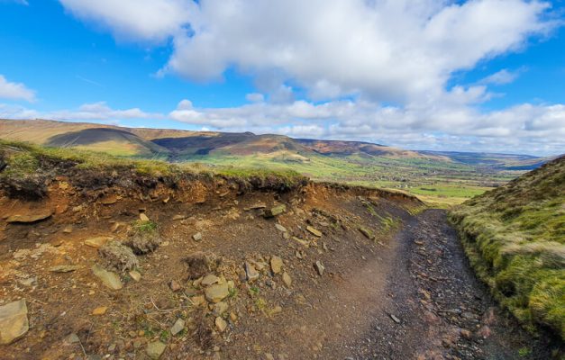 Looking back at the views heading up Chapel Gate track