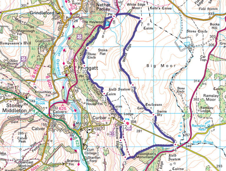 Baslow Edge via White Edge, Froggatt Edge + Curbar Edge | 8-Mile Route ...