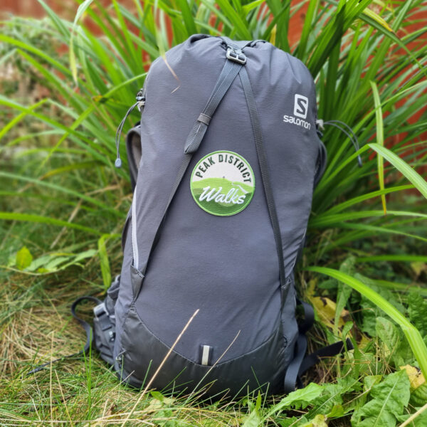 Peak District Walks patch on backpack