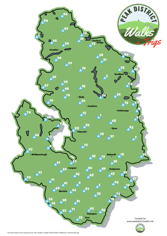 Peak District Walks - Trig Points Map v2