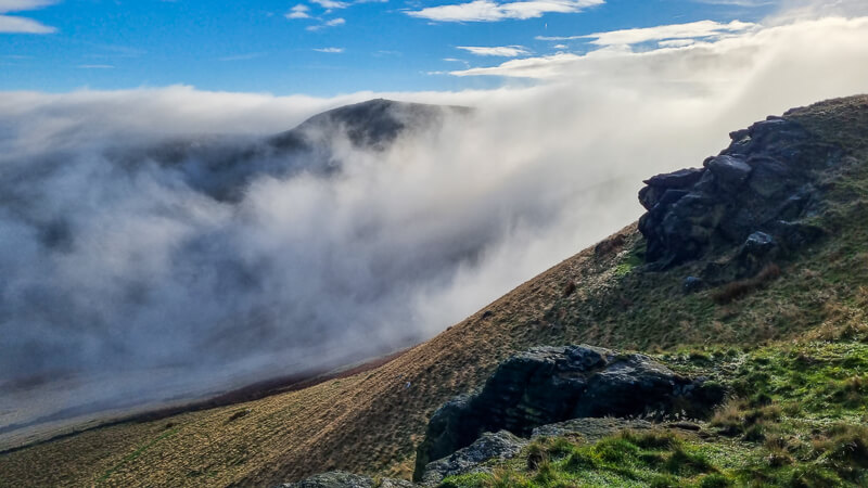 Cloud inversion and Peak District hills