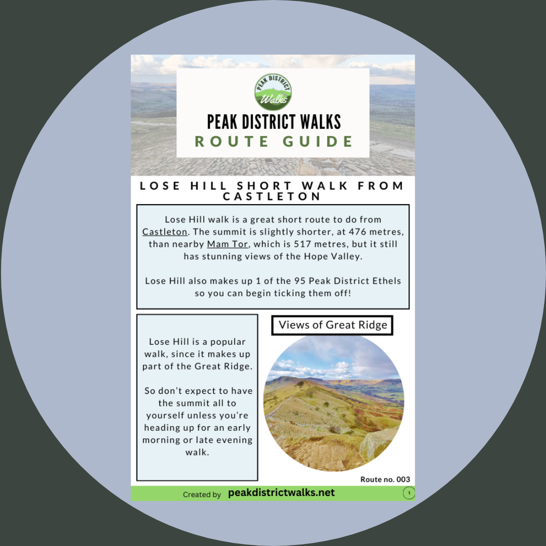 Lose Hill Short Walk from Castleton | 5-Miles (Route 003)