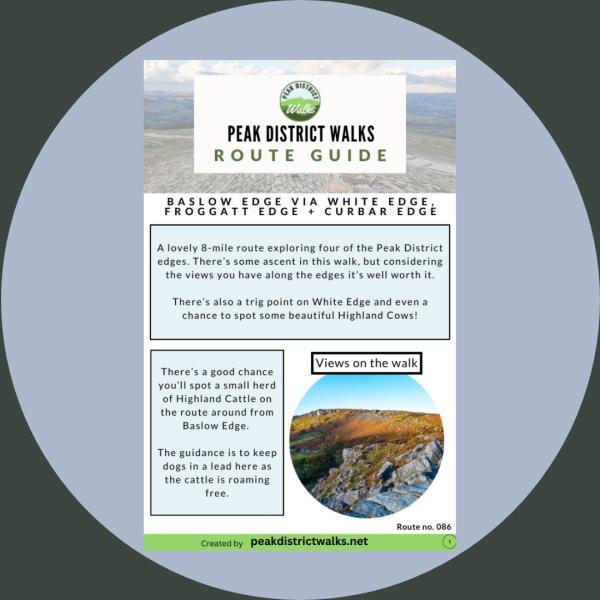 Baslow Edge via White Edge, Froggatt Edge + Curbar Edge | 8-Mile Route (Route 086)