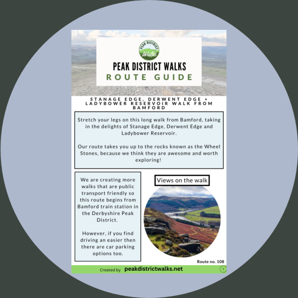 Stanage Edge, Derwent Edge + Ladybower Reservoir Walk From Bamford | 14-Mile Route (Route 108)