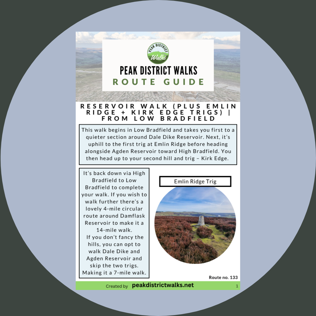 Reservoir Walk (Plus Emlin Ridge + Kirk Edge Trigs) | From Low Bradfield | 10-Mile Route