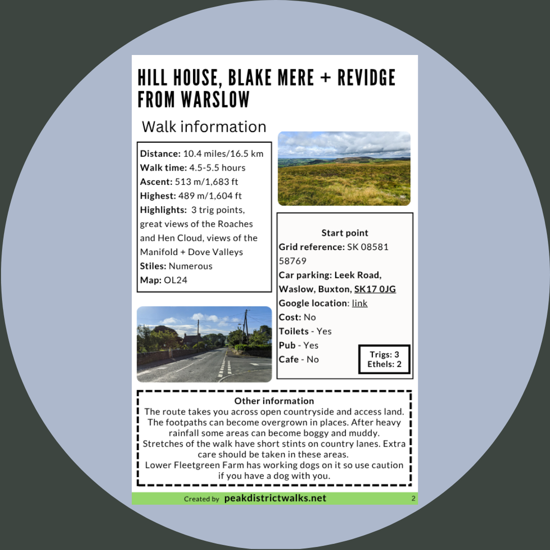 Hill House, Blake Mere + Revidge From Warslow | 10-Mile Route (Trig Walk) - Image 2